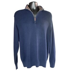 NWT Field &‎ Stream Est. 1871 Men's ¼ Zip Navy Sweater Large Fleece-Lined Collar